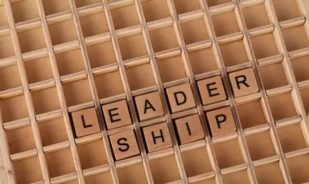 Wooden letter blocks spelling 'LEADERSHIP' on a grid background, emphasizing the leadership concept.